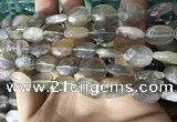 CMS1851 15.5 inches 10*14mm faceted oval grey moonstone beads