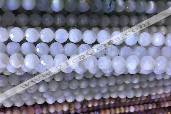 CMS1856 15.5 inches 8mm faceted round white moonstone beads wholesale