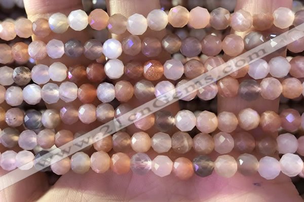 CMS1890 15.5 inches 5.5mm faceted round rainbow moonstone beads