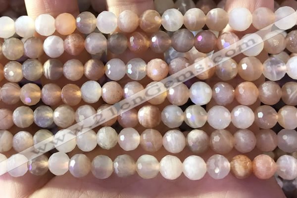 CMS1891 15.5 inches 6.5mm faceted round rainbow moonstone beads