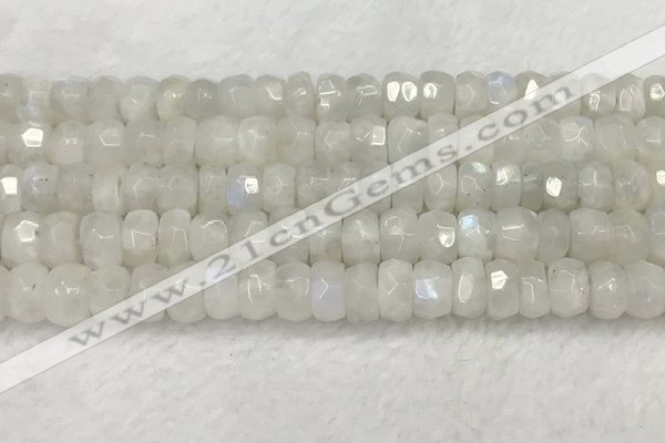 CMS1912 15.5 inches 6*10mm faceted rondelle white moonstone beads