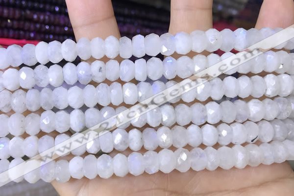 CMS1926 15.5 inches 5*8mm faceted rondelle white moonstone beads