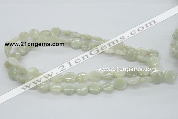 CMS210 15.5 inches 14mm flat round moonstone gemstone beads wholesale