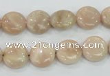 CMS22 15.5 inches 12mm flat round moonstone gemstone beads wholesale