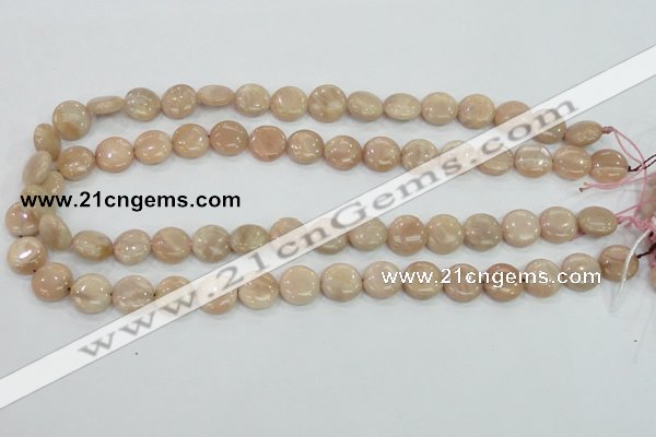 CMS22 15.5 inches 12mm flat round moonstone gemstone beads wholesale