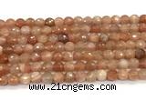 CMS2258 15 inches 6mm faceted round orange moonstone beads