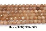 CMS2259 15 inches 8mm faceted round orange moonstone beads