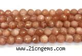 CMS2260 15 inches 10mm faceted round orange moonstone beads