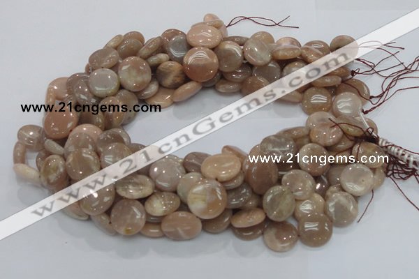 CMS24 15.5 inches 18mm flat round moonstone gemstone beads wholesale