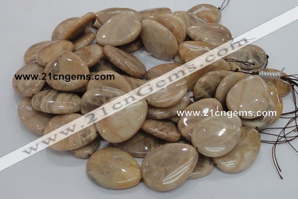 CMS32 15.5 inches 30*40mm flat teardrop moonstone gemstone beads