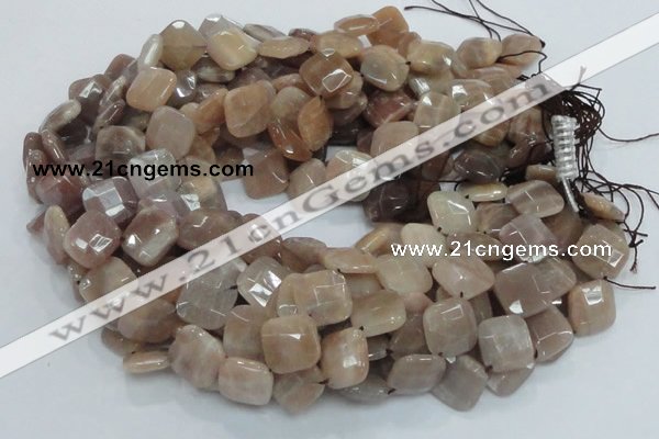 CMS42 15.5 inches 14*14mm faceted diamond moonstone gemstone beads