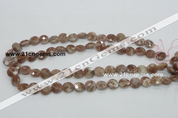 CMS45 15.5 inches 12mm faceted coin moonstone gemstone beads