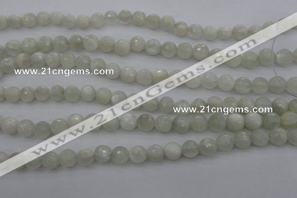 CMS453 15.5 inches 8mm faceted round white moonstone gemstone beads