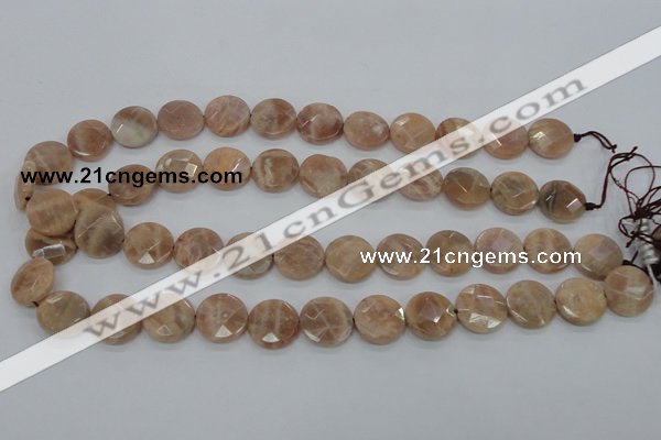 CMS47 15.5 inches 16mm faceted coin moonstone gemstone beads