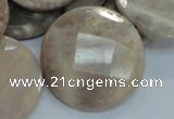CMS49 15.5 inches 40mm faceted coin moonstone gemstone beads