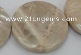 CMS50 15.5 inches 50mm faceted coin moonstone gemstone beads