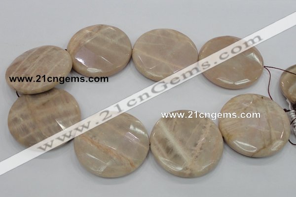 CMS50 15.5 inches 50mm faceted coin moonstone gemstone beads