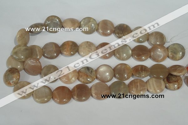 CMS525 15.5 inches 20mm flat round moonstone beads wholesale