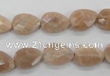 CMS53 15.5 inches 10*14mm faceted flat teardrop moonstone beads