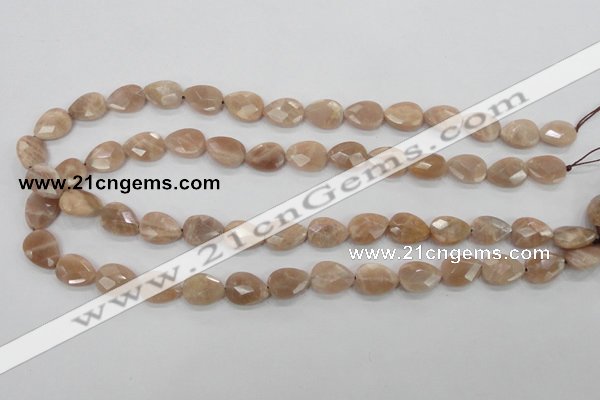 CMS53 15.5 inches 10*14mm faceted flat teardrop moonstone beads