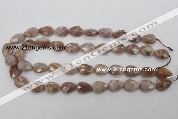 CMS54 15.5 inches 13*18mm faceted flat teardrop moonstone beads