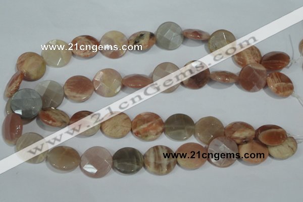 CMS558 15.5 inches 20mm faceted coin moonstone beads wholesale