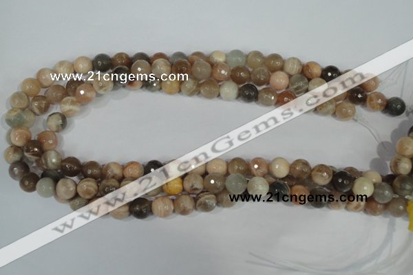 CMS572 15.5 inches 10mm faceted round moonstone beads wholesale