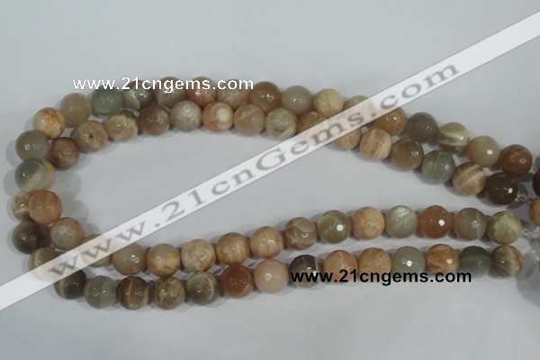 CMS573 15.5 inches 12mm faceted round moonstone beads wholesale