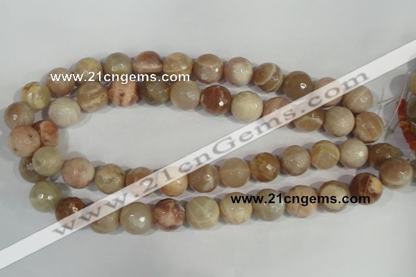 CMS575 15.5 inches 16mm faceted round moonstone beads wholesale