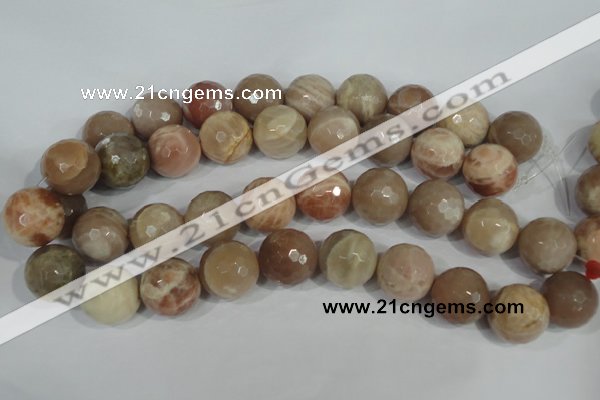 CMS577 15.5 inches 20mm faceted round moonstone beads wholesale