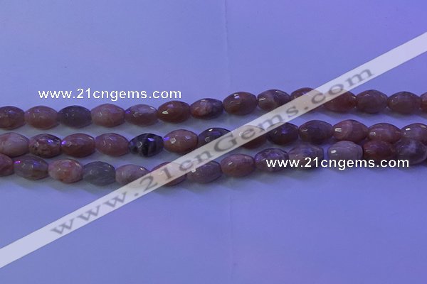 CMS582 15.5 inches 8*11mm faceted rice moonstone gemstone beads