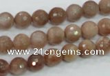 CMS59 15.5 inches 8mm faceted round moonstone gemstone beads