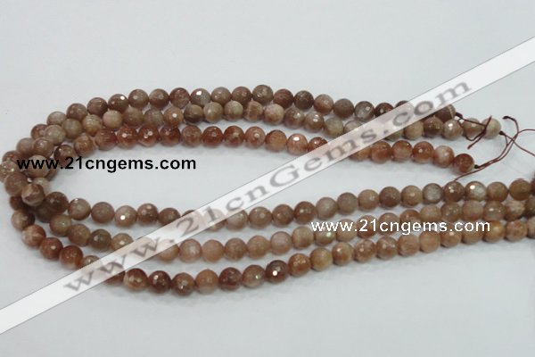 CMS59 15.5 inches 8mm faceted round moonstone gemstone beads