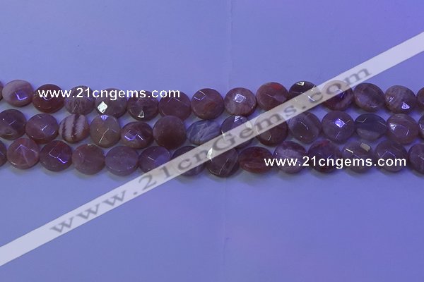 CMS590 15.5 inches 12mm faceted coin moonstone gemstone beads