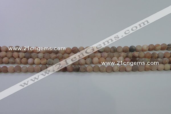 CMS601 15.5 inches 6mm round matte natural moonstone beads