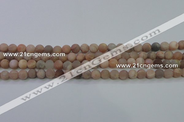 CMS603 15.5 inches 10mm round matte natural moonstone beads