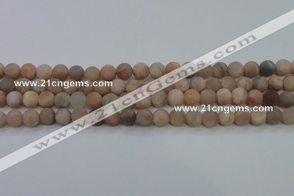 CMS604 15.5 inches 12mm round matte natural moonstone beads