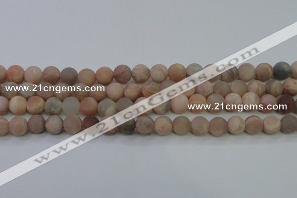 CMS605 15.5 inches 14mm round matte natural moonstone beads