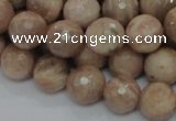 CMS61 15.5 inches 12mm faceted round moonstone gemstone beads