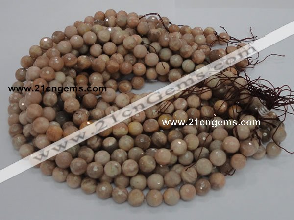 CMS61 15.5 inches 12mm faceted round moonstone gemstone beads