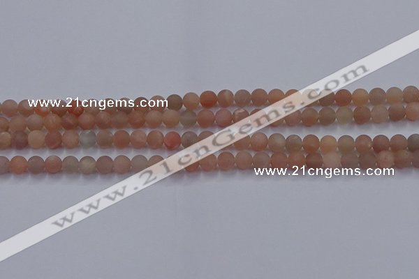 CMS610 15.5 inches 4mm round matte moonstone beads wholesale