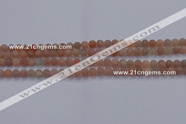 CMS611 15.5 inches 6mm round matte moonstone beads wholesale