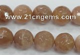 CMS62 15.5 inches 14mm faceted round moonstone gemstone beads