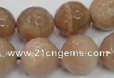 CMS64 15.5 inches 18mm faceted round moonstone gemstone beads