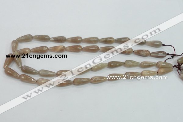 CMS74 15.5 inches 8*20mm faceted teardrop moonstone gemstone beads