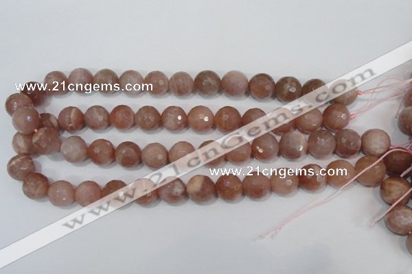 CMS767 15.5 inches 14mm faceted round natural moonstone beads