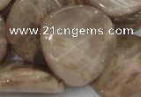 CMS80 15.5 inches 28mm twisted coin moonstone gemstone beads