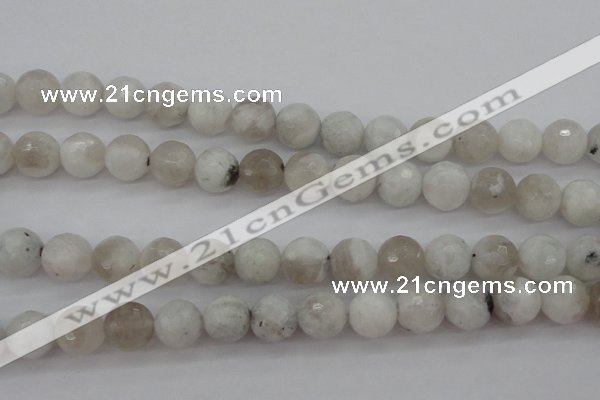 CMS803 15.5 inches 10mm faceted round white moonstone beads