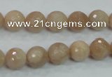 CMS84 15.5 inches 10mm faceted round moonstone gemstone beads