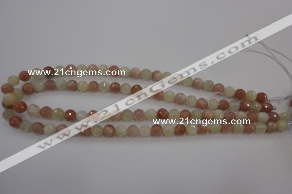 CMS871 15.5 inches 8mm faceted round moonstone gemstone beads